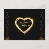 Gold My Sweet Heart Zwarte Valentijn Briefkaart (Voorkant)