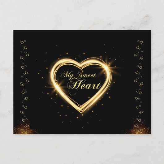 Gold My Sweet Heart Zwarte Valentijn Briefkaart (Voorkant)