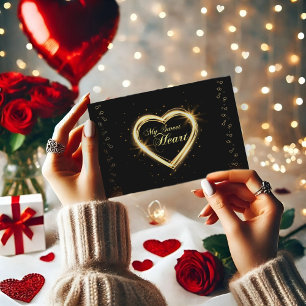 Gold My Sweet Heart Zwarte Valentijn Briefkaart