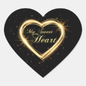 Gold My Sweet Heart Zwarte Valentijn Hart Sticker (Voorkant)