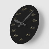 Gold n Black Clock Ronde Klok (Hoek)