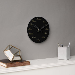 Gold n Black Clock Ronde Klok
