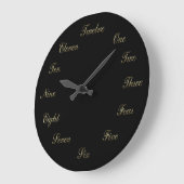 Gold n Black Clock Ronde Klok (Hoek)