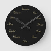 Gold n Black Clock Ronde Klok (Voorkant)