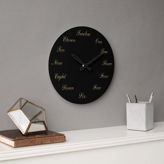 Gold n Black Clock Ronde Klok (Kantoor)