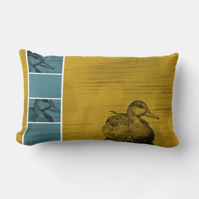 Gold N Blue Duck Art Sierkussen Kussen (Voorkant)