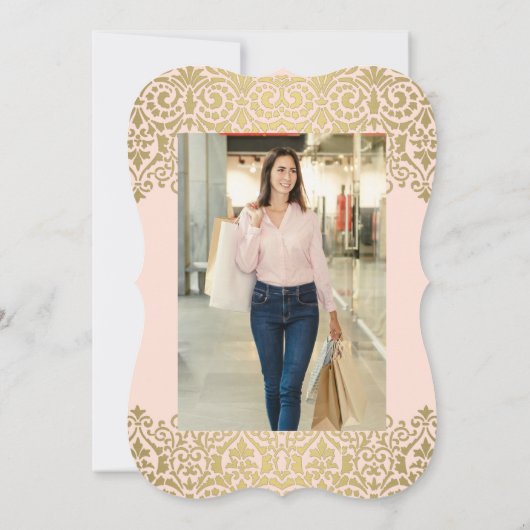 Gold n Blush  Lace Elegant Graduparty Kaart (Achterkant)