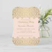 Gold n Blush Lace Elegant Graduparty Kaart (Staand voorkant)