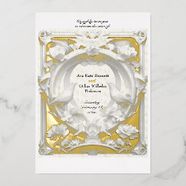 Gold 'n Fauna Motief Atelier bruiloft Folie Uitnodiging