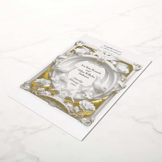 Gold 'n Fauna Motief Atelier bruiloft Folie Uitnodiging (Gedraaid)