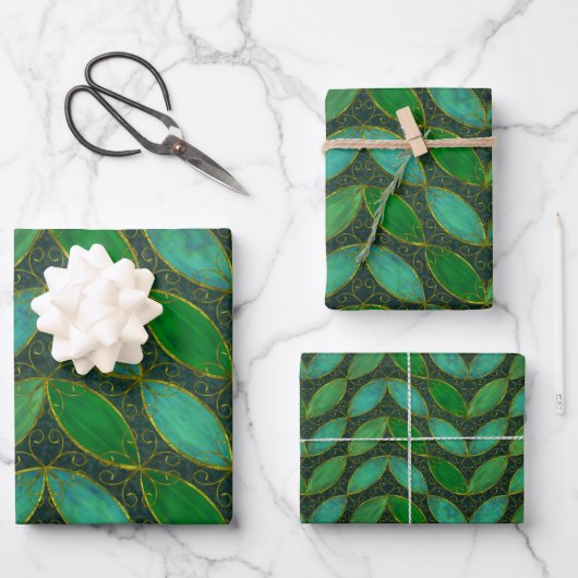 "Gold 'n Leaf" Inpakpapier Plat Vellen Set van 3 (Voorkant)