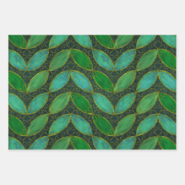 "Gold 'n Leaf" Wrapping Paper Flat Sheet Set of 3