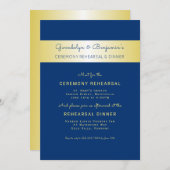 Gold n Navy Ceremony Rehearsal Dinner Invitation Kaart (Voorkant / Achterkant)