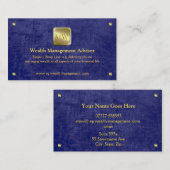Gold-naamplaat, blauw lederen uiterlijk, welverdie visitekaartje (Voorkant / Achterkant)