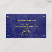 Gold-naamplaat, blauw lederen uiterlijk, welverdie visitekaartje (Achterkant)