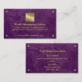 Gold-naamplaat paars lederachtig, welverdiende adv visitekaartje (Voorkant / Achterkant)