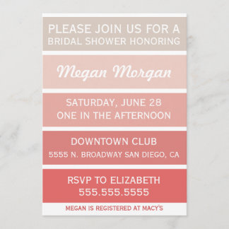 Gold-naar-Coral Bridal Shower-uitnodiging Kaart