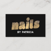 Gold Nails Glitter Drift Typografie Nail Tech Visitekaartje (Voorkant)