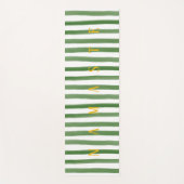 Gold Namaste & Green and White Waterverf Stripes Yogamat (Voorkant)