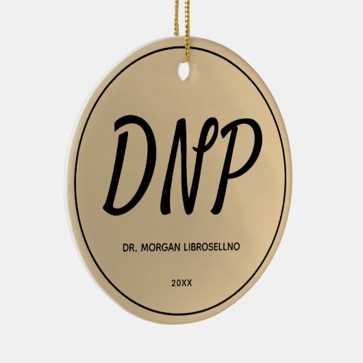 Gold Name DNP Afstuderen Keramisch Ornament (Rechts)