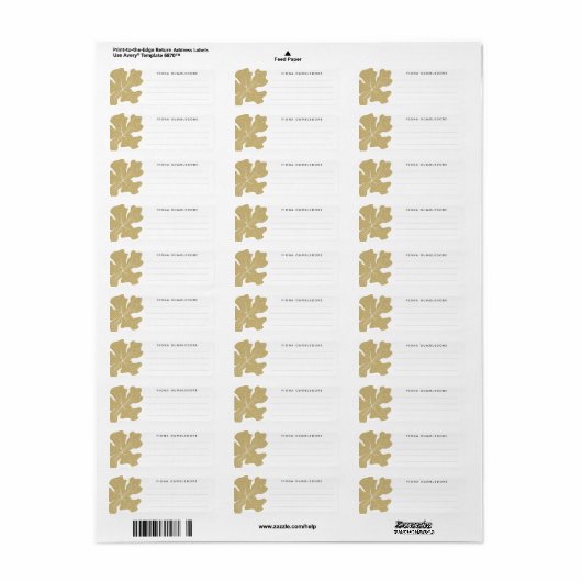 Gold Name Lined Blank Sjabloon Herb Floral Label (Full Sheet)