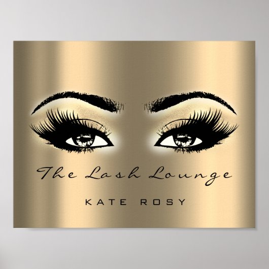 Gold Name Makeup Artist Beauty Studio Lashes Poster (Voorkant)
