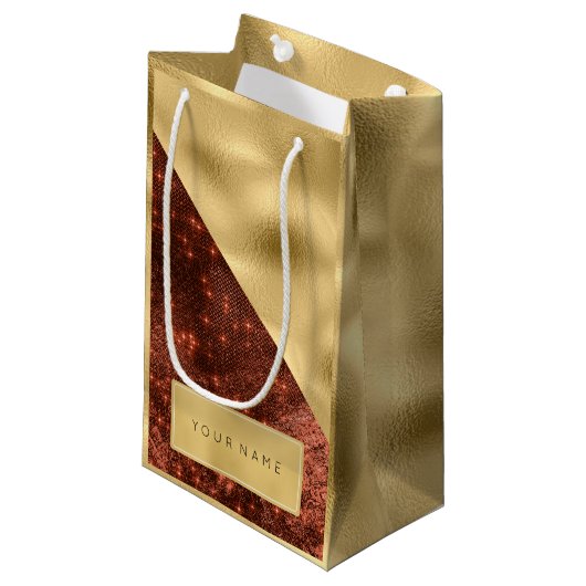 Gold Name Spark Honey Maroon Name Favor Klein Cadeauzakje (Voorkant Gekanteld)