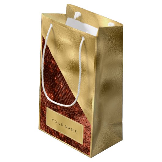Gold Name Spark Honey Maroon Name Favor Klein Cadeauzakje (Achterkant Gekanteld)
