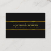 Gold Name Text Modern Elegant Black Sjabloon Visitekaartje (Achterkant)