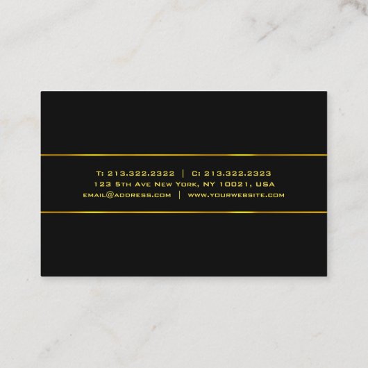 Gold Name Text Modern Elegant Black Sjabloon Visitekaartje (Achterkant)