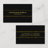Gold Name Text Modern Elegant Black Sjabloon Visitekaartje (Voorkant / Achterkant)