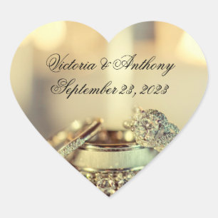 Gold Names Date Script Weduwen Hart Sticker