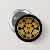 Gold Nanatsu Katabami Kamon Ronde Button 5,7 Cm (Voorkant /achterkant)