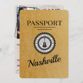 Gold Nashville Passport Bewaar de datum Save The Date (Voorkant / Achterkant)