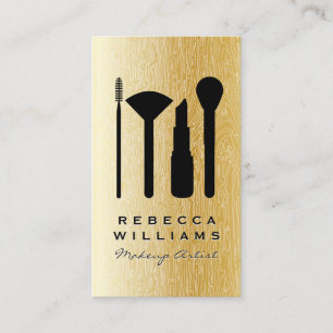 Gold Natural Lines Background Makeup Set Visitekaartje