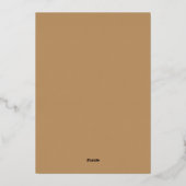 Gold Natural Rustic Floral Elegant Script Wedding  Folie Uitnodiging (Achterkant)