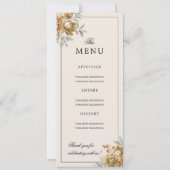 Gold Natural Rustic Floral Wedding Program Menu Kaart (Achterkant)