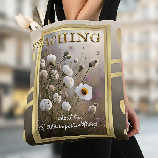 Gold Natuur Floral Teacher Tote Bag
