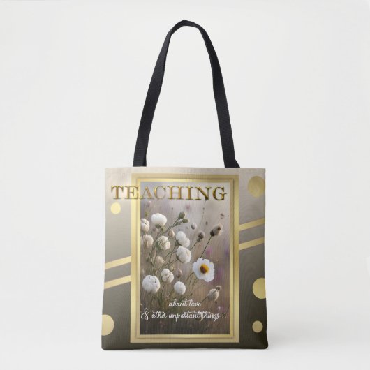 Gold Natuur Floral Teacher Tote Bag (Voorkant)