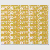Gold Naughty of Nice White Text Wrapping Paper Cadeaupapier (Vlak)