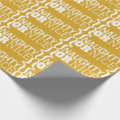 Gold Naughty of Nice White Text Wrapping Paper Cadeaupapier (Hoek)