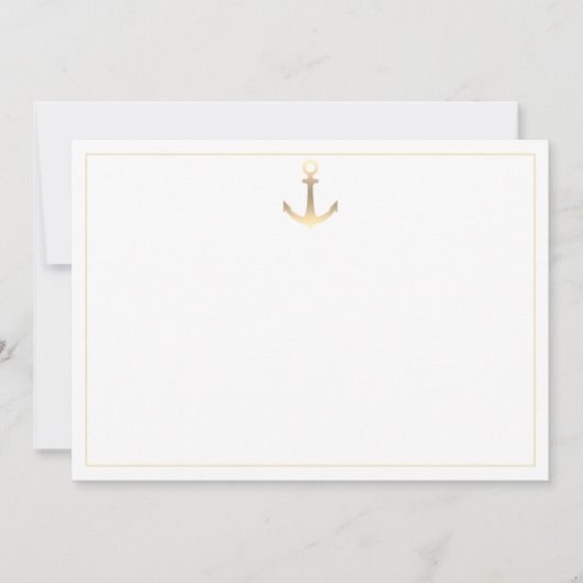 Gold Nautical Anchor Note Kaart Notitiekaartje (Voorkant)