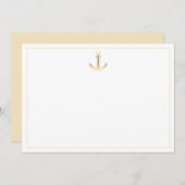 Gold Nautical Anchor Note Kaart Notitiekaartje (Voorkant / Achterkant)