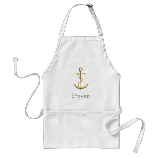 Gold nautical anchor op witte douanenaam standaard schort