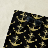 Gold Nautical Anchor Sailing Beach Towel Strandlaken (In situ)