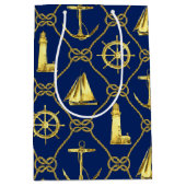 Gold Nautical Anchor Ships Rope Knowt Medium Cadeauzakje (Voorkant)