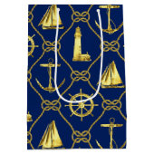 Gold Nautical Anchor Ships Rope Knowt Medium Cadeauzakje (Achterkant)