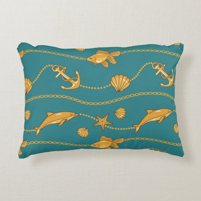 Gold Nautical Pattern Accent Kussen (Voorkant)