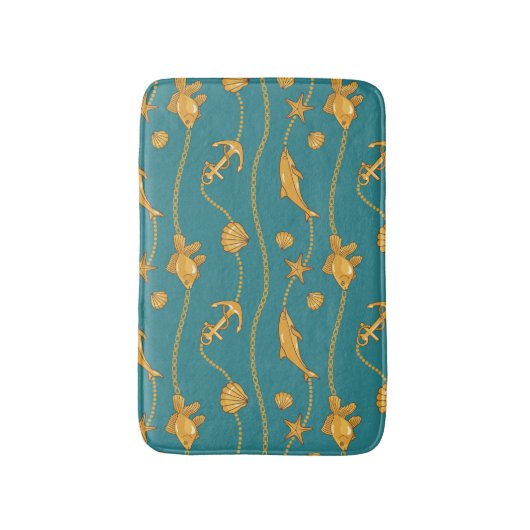 Gold Nautical Pattern Badmat (Voorkant Verticaal)