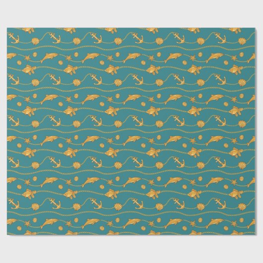 Gold Nautical Pattern Cadeaupapier (Vlak)